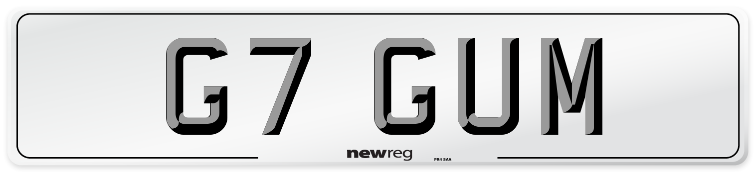 G7 GUM Number Plate from New Reg